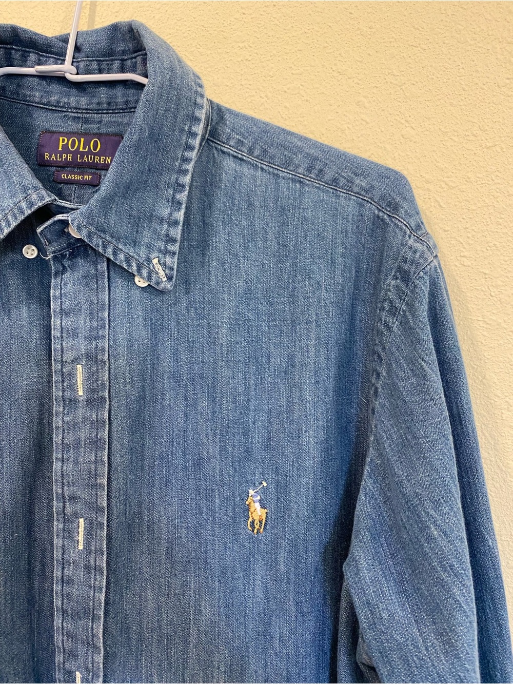 Ralph Lauren Denim Button-Down Shirt in Blue with Embroidered Pony - Picture 2 of 3